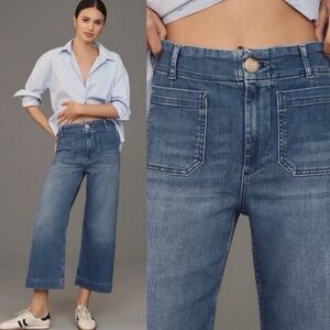 Anthropologie Colette Denim Crop Wide Leg Pants Maeve Blue Size 30